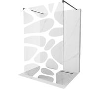 Mexen Kioto Panel de ducha independiente 110 x 200 cm, ola blanca 8 mm, negro - 800-110-002-70-97 14195 5907709134461