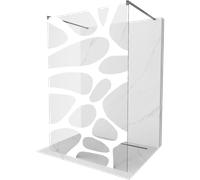 Mexen Kioto panel de ducha independiente 130 x 200 cm, ola blanca 8 mm, metal de cañón - 800-130-002-95-97 36853 5905315270191