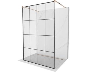 Mexen Kioto panel de ducha independiente 140 x 200 cm, rejilla negra 8 mm, oro rosa - 800-140-002-60-77 14138 5907709133204