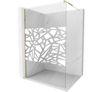 Mexen Kioto panel de ducha Walk-in 100 x 200 cm, diseño blanco 8 mm, dorado - 800-100-101-50-85 3035 5907709130395