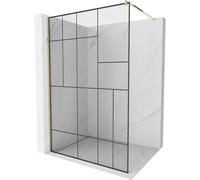 Mexen Kioto Panel de ducha Walk-in 100 x 200 cm, diseño negro 8 mm, dorado - 800-100-101-50-78 2909 5907709132054