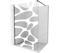 Mexen Kioto panel de ducha Walk-in 120 x 200 cm, ola blanca 8 mm, negra - 800-120-101-70-97 3095 5907709130258