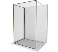 Mexen Kioto panel de ducha Walk-in 130 x 120 cm, estructura negra, oro rosa - 800-130-212-60-70-120 49430 5905315392206