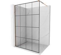Mexen Kioto panel de ducha Walk-in 140 x 200 cm, cuadrícula negra 8 mm, oro rosa - 800-140-101-60-77 2880 5907709132856