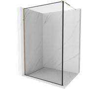 Mexen Kioto panel de ducha Walk-in 140 x 200 cm, marco negro 8 mm, dorado - 800-140-101-50-70 2814 5907709131590