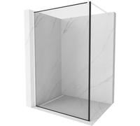 Mexen Kioto panel de ducha Walk-in 70 x 200 cm, marco negro 8 mm, blanco - 800-070-101-20-70 14242 5907709127814