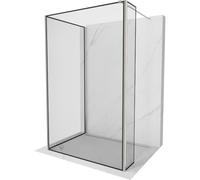 Mexen Kioto pantalla de ducha Walk-in 110 x 70 x 40 cm, marco negro, níquel cepillado - 800-110-070-221-97-70-040 52738 5905315376169
