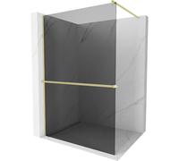 Mexen Kioto+ pared de ducha con estante Walk-in 100 x 200 cm, grafito, dorado cepillado - 800-100-121-55-40 37057 5905315246578