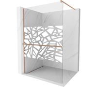 Mexen Kioto+ pared de ducha con estante Walk-in 110 x 200 cm, patrón blanco, cobre cepillado - 800-110-121-65-85 37791 5905315247766