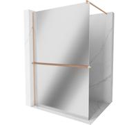 Mexen Kioto+ pared de ducha con estante Walk-in 130 x 200 cm, espejo, cobre cepillado - 800-130-121-65-50 37320 5905315247964