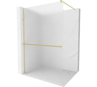 Mexen Kioto+ pared de ducha con estante Walk-in 140 x 200 cm, escarcha, oro cepillado - 800-140-121-55-30 37045 5905315247032
