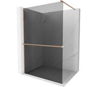 Mexen Kioto+ pared de ducha con estante Walk-in 140 x 200 cm, grafito, cobre cepillado - 800-140-121-65-40 37312 5905315248077