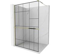 Mexen Kioto+ pared de ducha con estante Walk-in 70 x 200 cm, patrón negro, dorado - 800-070-121-50-78 13908 5907709169661