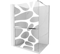 Mexen Kioto+ pared de ducha con estante Walk-in 90 x 200 cm, ola blanca, cromo - 800-090-121-01-97 13766 5907709169081