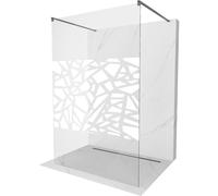 Mexen Kioto pared de ducha independiente 120 x 200 cm, patrón blanco 8 mm, gun gray cepillado - 800-120-002-66-85 36751 5905315269232