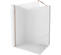 Mexen Kioto pared de ducha Walk-in 140 x 200 cm, escarcha 8 mm, oro rosa - 800-140-101-60-30 2972 5907709129566