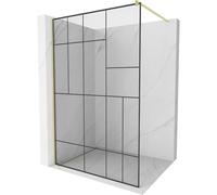 Mexen Kioto pared de ducha Walk-in 70 x 200 cm, diseño negro 8 mm, dorado cepillado - 800-070-101-55-78 38517 5905315239846