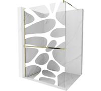 Mexen Kioto+ pared ducha con estante Walk-in 120 x 200 cm, ola blanca, dorada - 800-120-121-50-97 13929 5907709177598