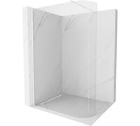 Mexen Kioto-R mampara de ducha curva Walk-in 90 x 200 cm, transparente 8 mm, blanca - 800-090-101-20-06 21263 5905315200501