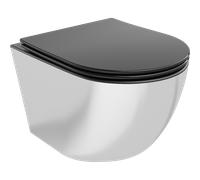 Mexen Lena inodoro Rimless con asiento de cierre suave slim, duroplast, negro mate/plateado - 30224074 16084 5907709154537