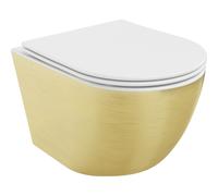 Mexen Lena inodoro wc Rimless con asiento de cierre suave slim, duroplast, blanco/dorado patrón líneas - 30224007 16087 5907709154483