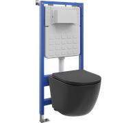 Mexen Lena kit de empotrar WC estructura neumática Tex Air Slim con taza WC Tornado y asiento de cierre suave, negro mate 101258 5907931048253