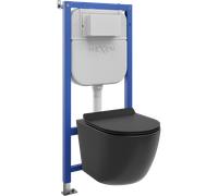 Mexen Lena set de empotrar WC marco neumático Tex Air E con taza WC Tornado y asiento con caída amortiguada, negro mate 101269 5907931048369