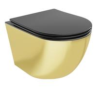 Mexen Lena taza de inodoro Rimless con asiento de cierre lento slim, duroplast, negro mate/oro - 30224076 15874 5907709154551