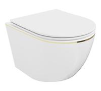 Mexen Lena taza de váter sin bordes con asiento de cierre suave slim, duroplast, blanco/línea dorada - 30224005 16085 5907709154469