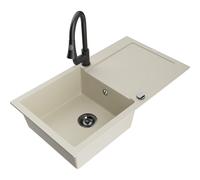 Mexen Leo fregadero de granito de 1 compartimento con escurridor y grifo de cocina Elia, beige - 6501-69-670101-70 19461 5905315027207