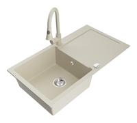 Mexen Leo fregadero de granito de 1 cubeta con escurridor y grifo de cocina Elia, beige - 6501-69-670101-69 19459 5905315027184