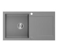Mexen Leo fregadero de granito de 1 seno con escurridor 900 x 500 mm, gris, sifón cromado - 6501901010-71 3536 5907709193703