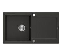 Mexen Leo fregadero de granito de 1 seno con escurridor 900 x 500 mm, negro/dorado metálico, sifón cromado - 6501901010-75 3540 5907709193727
