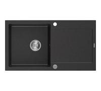 Mexen Leo fregadero de granito de 1 seno con escurridor 900 x 500 mm, negro/plata metalizado, sifón cromado - 6501901010-73 3538 5907709193710