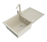 Mexen Leo fregadero de granito de 1 seno con escurridor y grifo de cocina Rita, beige - 6501-69-670300-69 16434 5905315016942