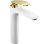 Mexen Lily grifo de lavabo alto, blanco/dorado - 73610-25 1366 5907709111882