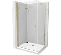 Mexen Lima cabina de ducha plegable 100 x 80 cm, transparente, dorada + plato de ducha Flat - 856-100-080-50-00-4010 4712 5907709176225