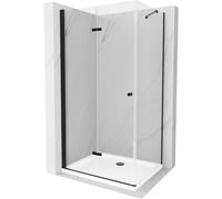 Mexen Lima cabina de ducha plegable 100 x 90 cm, transparente, negra + plato de ducha Flat, blanco - 856-100-090-70-00-4010B 13478 5907709166936