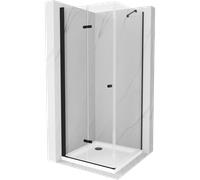 Mexen Lima cabina de ducha plegable 70 x 70 cm, transparente, negra + plato de ducha Flat, blanco - 856-070-070-70-00-4010B 13458 5907709166738