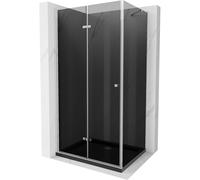 Mexen Lima cabina de ducha plegable 80 x 120 cm, grafito, cromo + plato de ducha Flat, negro - 856-080-120-01-40-4070 13448 5907709167261