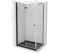 Mexen Lima cabina de ducha plegable 90 x 100 cm, transparente, negra + plato de ducha Flat, negro - 856-090-100-70-00-4070B 13442 5907709166707