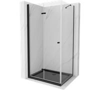 Mexen Lima cabina de ducha plegable 90 x 120 cm, transparente, negra + plato de ducha Flat, negro - 856-090-120-70-00-4070B 13457 5907709168664