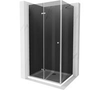Mexen Lima cabina de ducha plegable 90 x 70 cm, grafito, cromo + plato de ducha Flat, blanco - 856-090-070-01-40-4010 13498 5907709167124