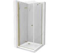 Mexen Lima cabina de ducha plegable 90 x 90 cm, transparente, dorada + plato de ducha plano - 856-090-090-50-00-4010 4709 5907709176195