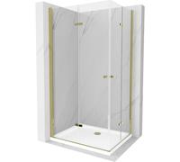 Mexen Lima Duo cabina de ducha plegable 100 x 90 cm, transparente, dorada + plato de ducha plano - 856-100-090-50-02-4010G 13318 5907709165236