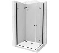Mexen Lima Duo cabina de ducha plegable 100 x 90 cm, transparente, negra + plato de ducha Flat - 856-100-090-70-02-4010B 13326 5907709165304