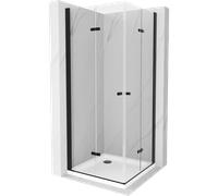 Mexen Lima Duo cabina de ducha plegable 80 x 80 cm, transparente, negra + plato de ducha plano - 856-080-080-70-02-4010B 13323 5907709165274