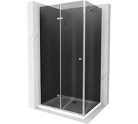 Mexen Lima mampara de ducha plegable 90 x 120 cm, grafito, cromo + plato Flat, blanco - 856-090-120-01-40-4010 13503 5907709167179