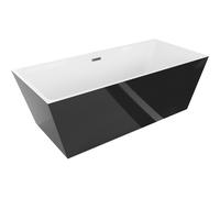 Mexen Lita bañera exenta 170 x 75 cm, blanco/negro, rebosadero gun metal - 52121707575-95 45940 5905315380296