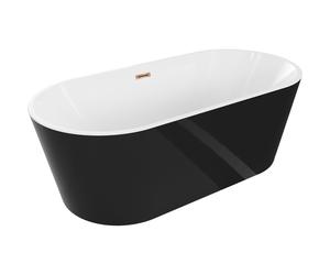 Mexen Luna bañera exenta 160 x 75 cm, blanca/negra, rebosadero oro rosa - 52031607575-60 45794 5905315379450